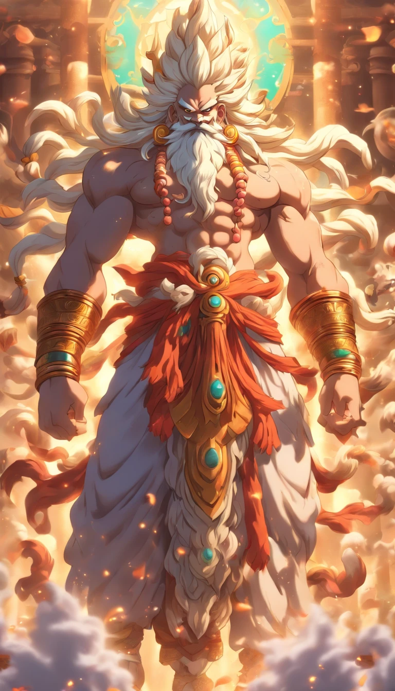 (((Brahma))) best quality, ultra-high resolution, 4K detailed CG, master piece, BRAHMA, Hindu god, old man, elder, white beard, Hindu mythology, Hindu image, ((full body)), aesthetic, centered on screen, full body