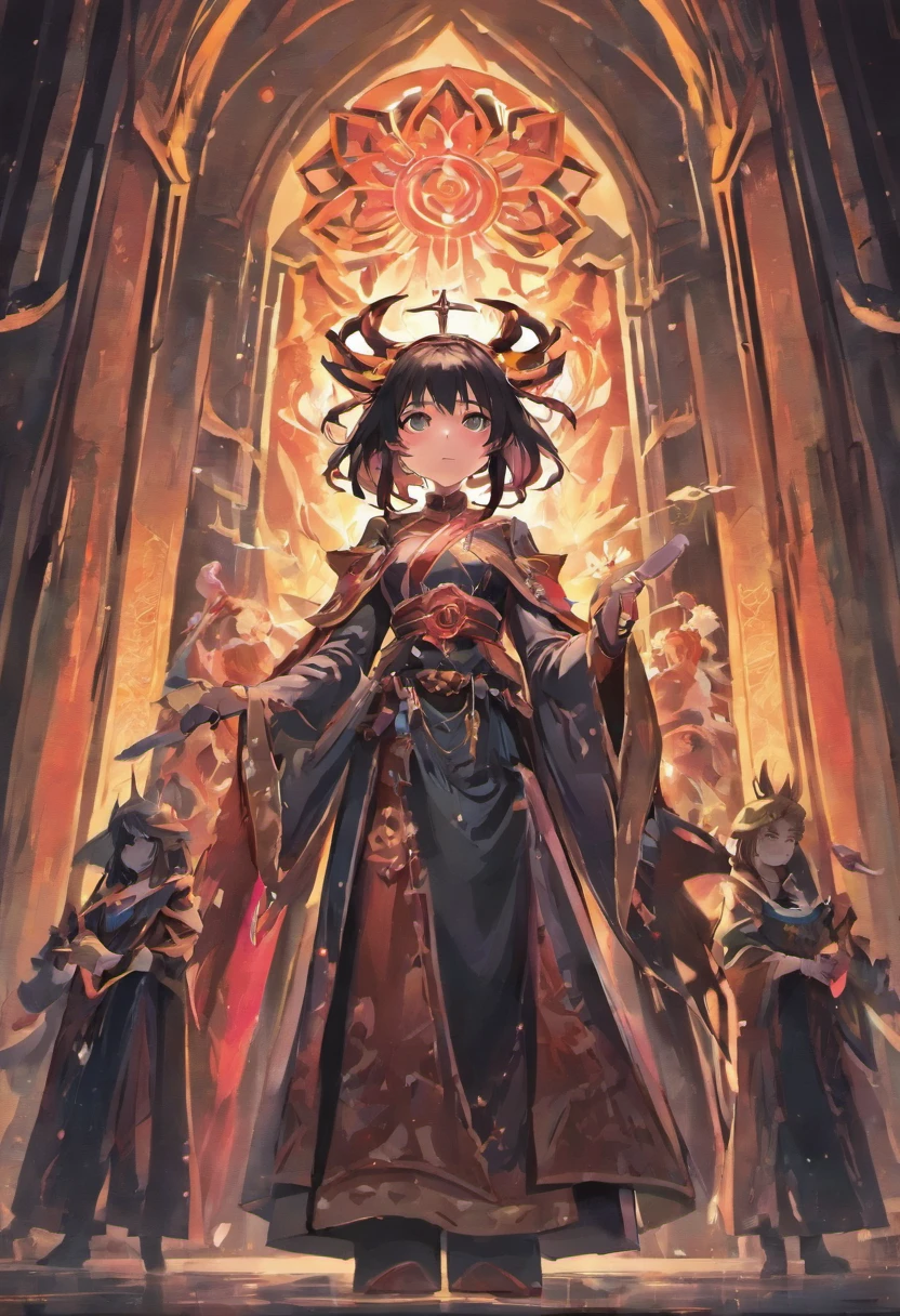 (masterpiece, best quality, high resolution) "Arcane Cult": A congregation of fanatic followers performing a dark ritual in an ancient temple, as a cosmic entity begins to manifest through rifts in the fabric of reality. (NSFW 1.1)