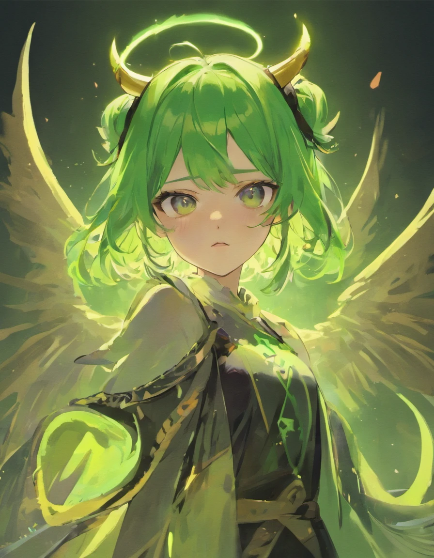 a close up of a person with green hair and horns, anime girl with demon horns, demon anime girl, with horns, anime style character, girl with elf ears, with purple to black horns, 1 7 - - old me goth girl, girl design lush horns, in an anime style, anime moe artstyle, anime monster girl, cute horns