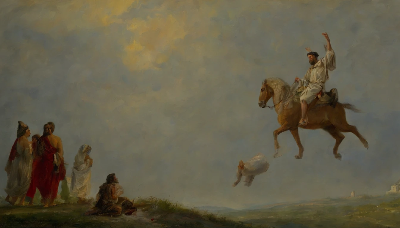 A painting of the prophet Elijah riding a chariot in the sky, carruagem, Carruagem em chamas, chariot Epic Biblical depiction, Directed by: Cheng Zhengkui, epic oil painting, Directed by: Konrad Klapheck, the wise man is riding on top, Directed by: Shen Che-Tsai, Rob Rey, Hora do Pai, Directed by: Grzegorz Domaradzki, Directed by: Laszlo Balogh