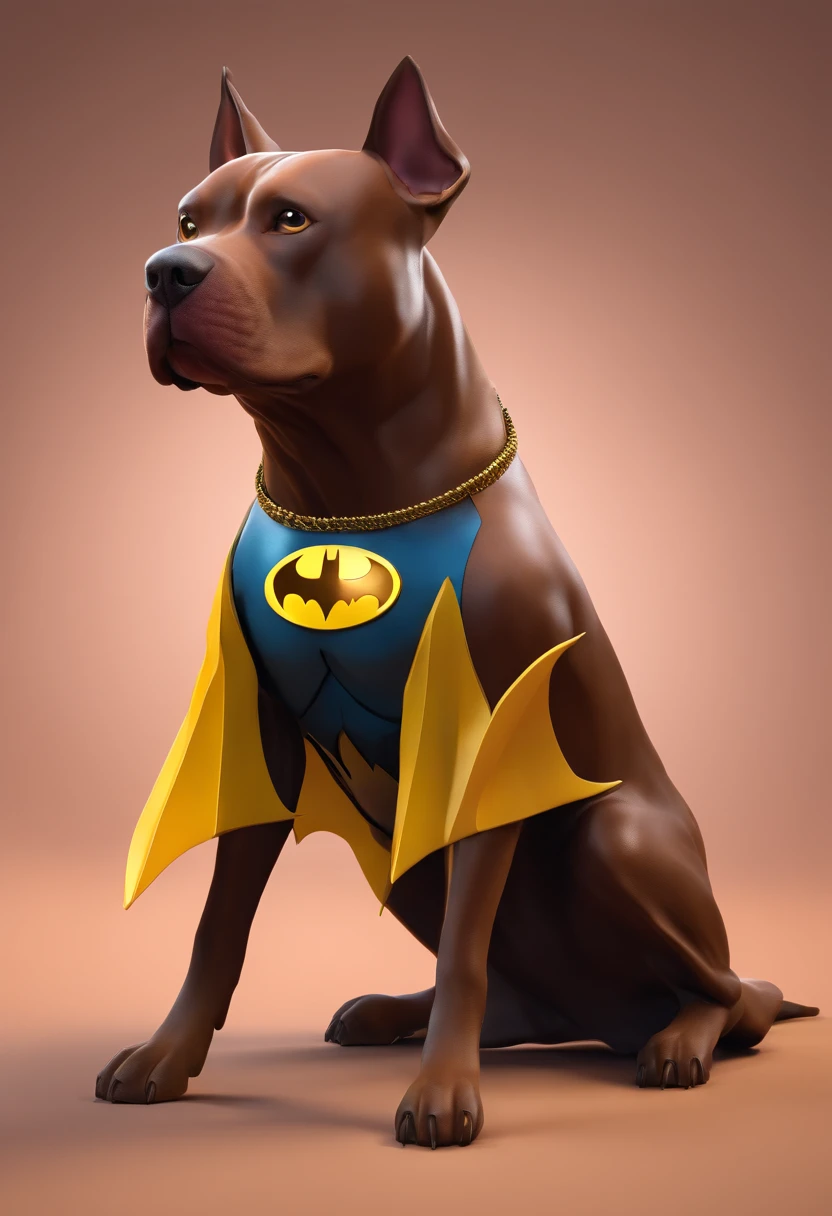 brown pitbull dog with batman costume, pixel style