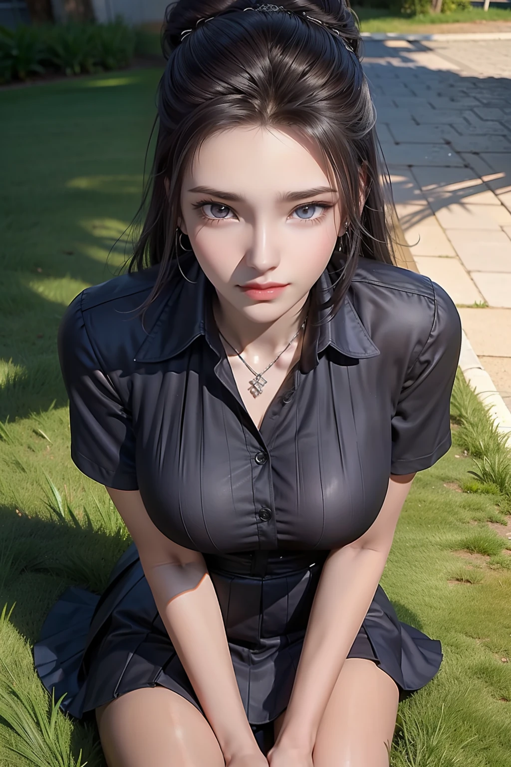 (ultra realistic,32k,RAW photo:1.1),(high detailed skin:1.1), 8k uhd, dslr, high quality, film grain, (makeup, mascara:1.1), lips,(thick\lips\), 
(shiny glossy translucent clothing:1.1),  <lora:KitazawaShiho:0.7>KitazawaShiho, KitazawaCasual, striped shirt, black skirt, <lora:add_detail:0.93>, huge breast, (upper body:1.2),
Lying with one leg bent at the knee, 
 (busty:1.1) ,  (chubby:0.1),(tenebrism:1.2),<lora:LowRA:0.4>, dark theme, in water, water splashes, water sprinkles, wet, splash