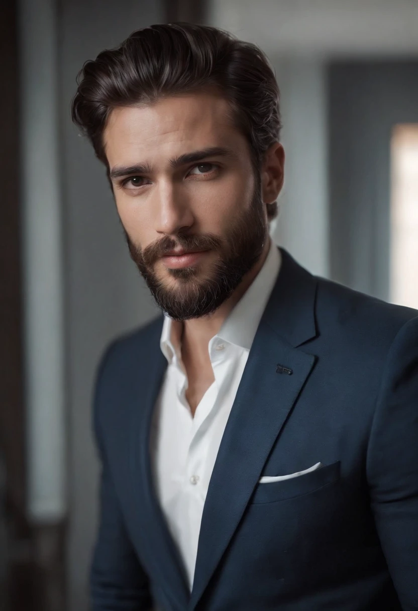 Precioso hombre de traje , Hermosa barba , Hombre sexy ejecutivo, Terno por lo tanto