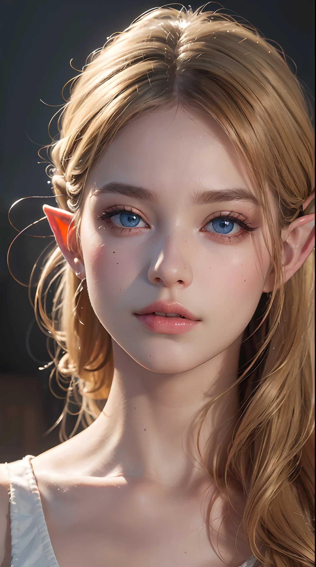 (best quality,4k,8k,highres,masterpiece:1.2), ultra-detailed, (realistic,photorealistic,photo-realistic:1.37), (beautiful detailed eyes, beautiful detailed lips, extremely detailed eyes and face, long eyelashes), studio lighting, physically-based rendering, vivid colors, (Elf, blond hair),