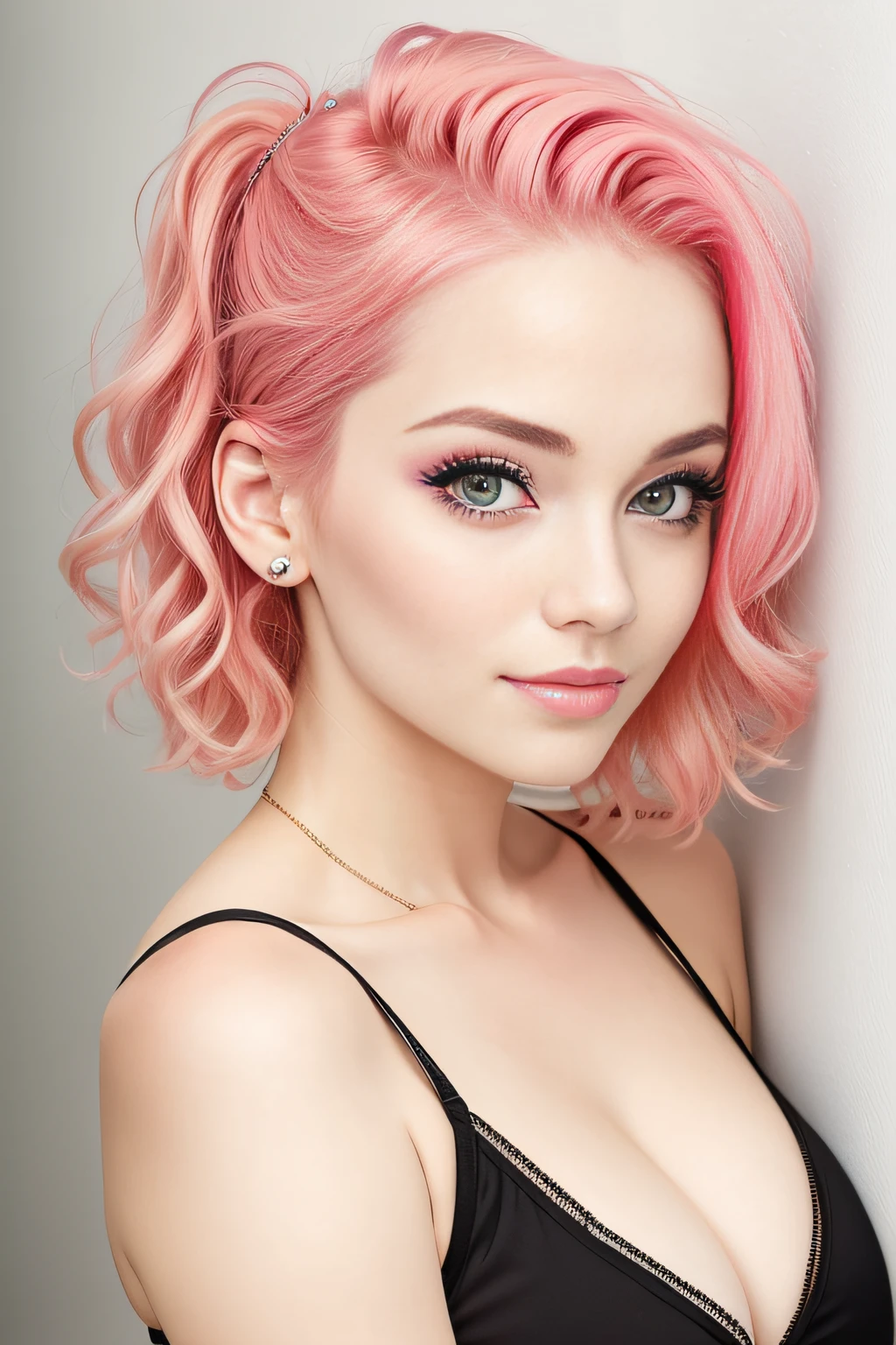 cute woman very pretty with pink hair and beautiful face and eyes sexy