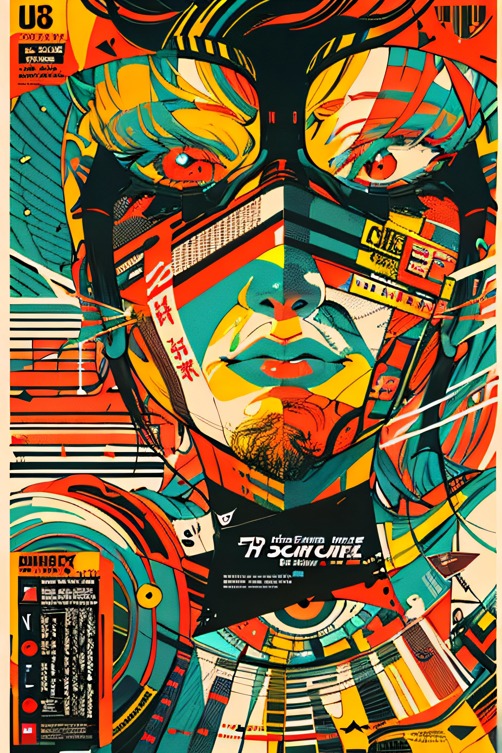 (((dramatic))), (((gritty))), (((intense)))) The movie poster features \(Masterpiece, Best Quality), 8k Wallpaper, highly detailed, poster, vintage, 1960s, guitar, Big dog, thriller cinematic movie poster, Bauhaus, shapes, lines, abstract, propaganda, mid century modern, movie poster, vintage, . The color palette is dominated by dark colors, dotted with bright colors, giving the poster a dynamic and visual impact, tachi-e (magazine:1.3), (cover-style:1.3), fashionable, vibrant, outfit, posing, front, colorful, dynamic, background, element, confident, expressive, holding, statement, attachment, majestic, coiled, around, touch, scene, cover, bold, eye-catching, fashion, catchy, bigger, eye-catching, modern, trendy, focused, stylish,