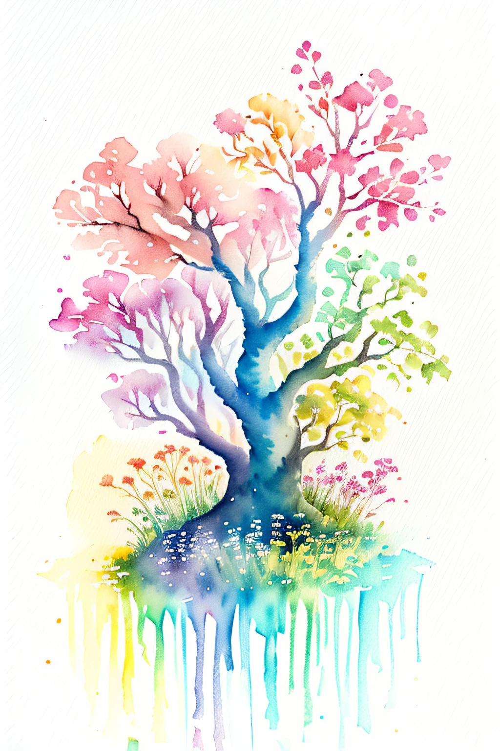 ( acuarela \(medio\), dibujo, IrisCompiet:1.2),pintura, hermoso campo de flores.