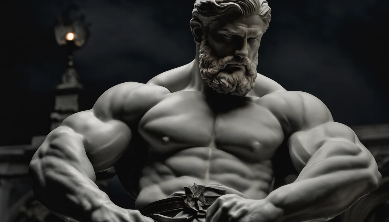 A close up of a statue of a man with a beard - SeaArt AI