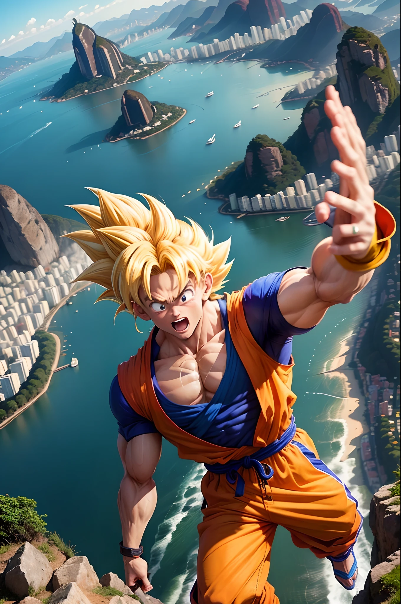 Goku olhando o rio de janeiro