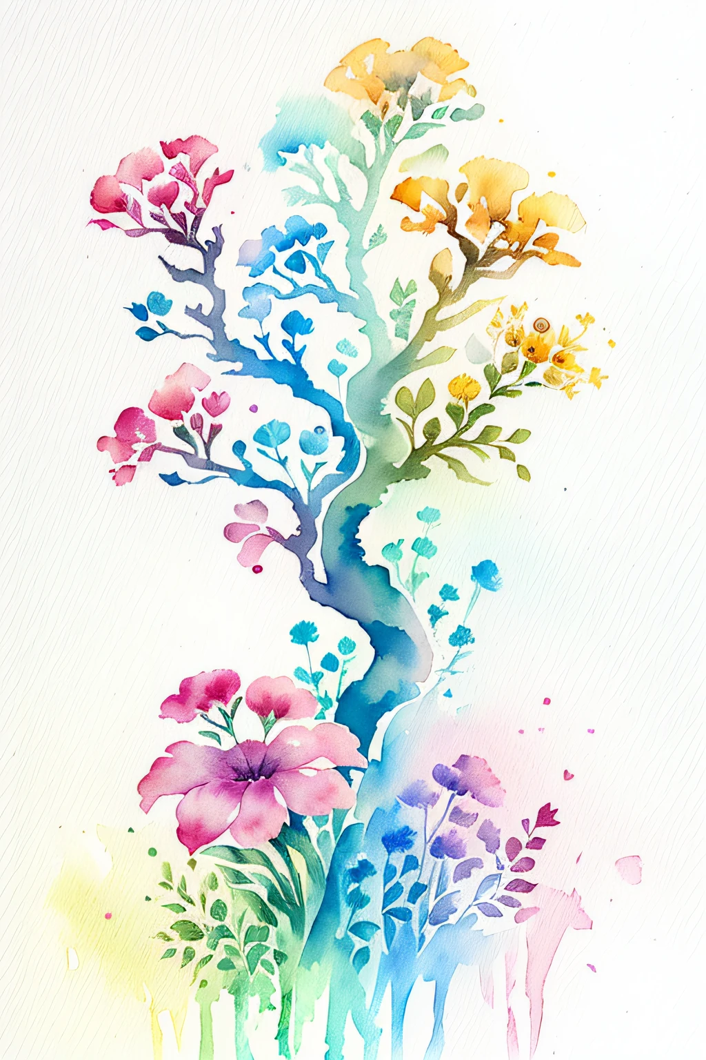 ( acuarela \(medio\), dibujo, IrisCompiet:1.2),pintura, hermoso campo de flores.