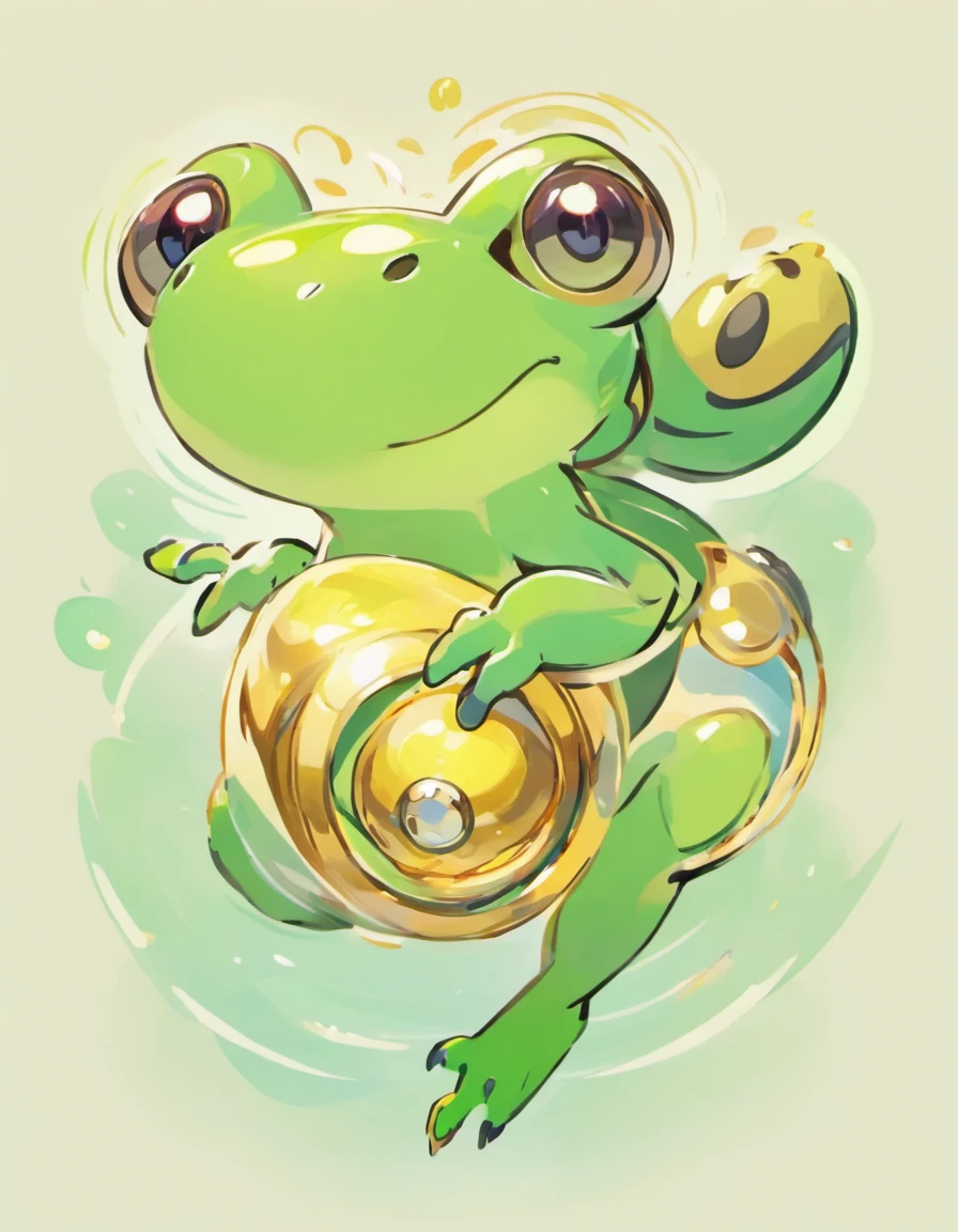 A frog drawn by the Pokémon artist Sower、(Floating ring on the waist:1.5)、Two-legged、Love nature、Eyes are２One