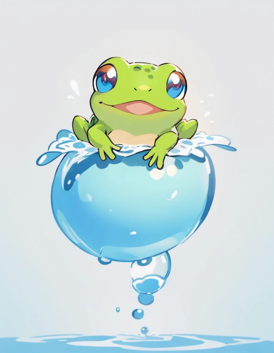 best quality, very high resolution, 4K detailed CG, masterpiece, frog spitting water, frog spouting water, frog vomiting water