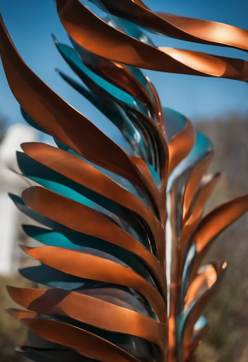 Surrealist and abstract metal sculptural work with vertical bioforms