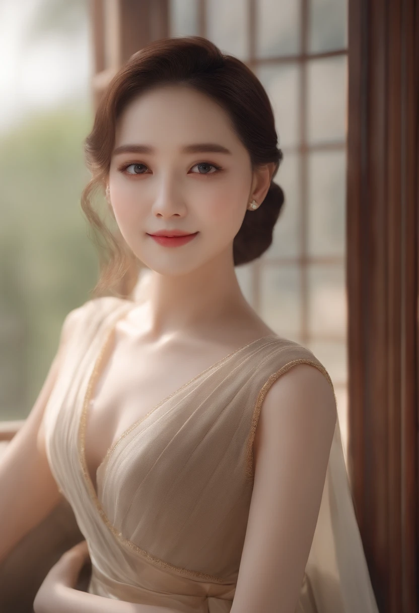 8K、top-quality、masterpiece:1.2)、(reallistic、Photorealsitic:1.37)、The ultra-detailliert、女の子1人、cute little、(a smile:1.1)、、beautidful eyes、(Long)、Tank tops、valley、The upper part of the body、japanes