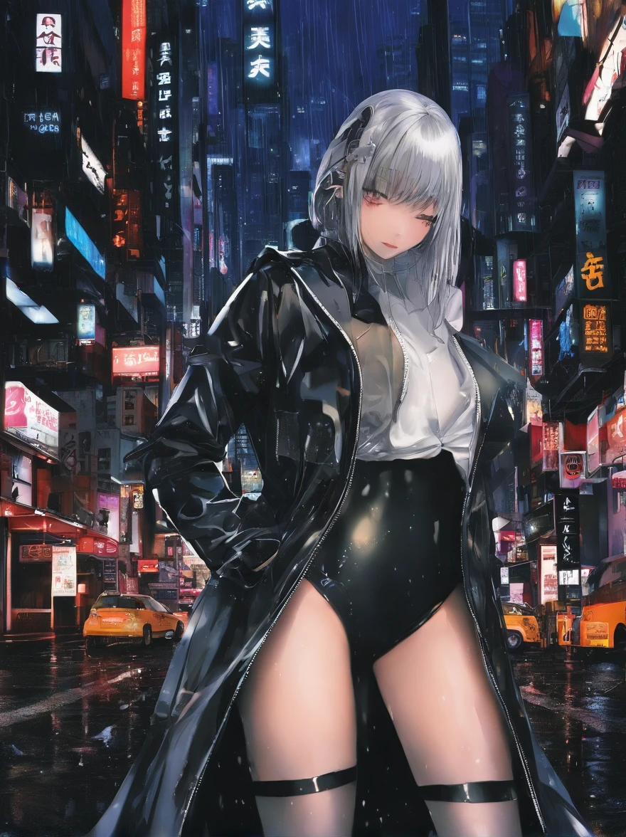 rainstorm, heavy downpour
Dark city streets slick with wet
Camera fisheye lens looking down at scene about 8 feet above and in front of scene
Beautiful Asian fashion model Lou Wen walking towards us amongst the faceless crowds walking in the night
She is partially obscured by shadow
Dramatic eye make-up
She wears a black latex shrug cape
Topless
Latex opera gloves
Latex micro-bikini cameltoe
Latex stockings
Patent leather stiletto high heel's
(evil background), scary aesthetic, nightmare, windy, RAINSTORM, LIGHTNING, giger, necronomicon, visceral,nightmare,imagination,fantastical,dramatic,dark tones,paranormal,surreal juxtaposition,cosmic horror,horror, realistic detailed, film noir, show rain,