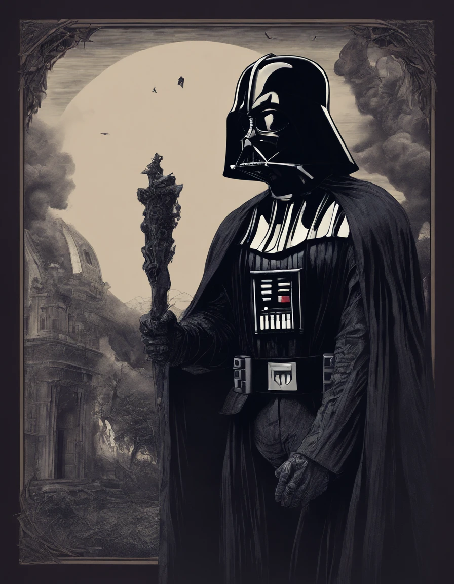Dart Vader giving a presentation on climate change. Arte do papel de parede, UHD Wallpaper, artistic, complicado, Cores frias, Tons de Roxo