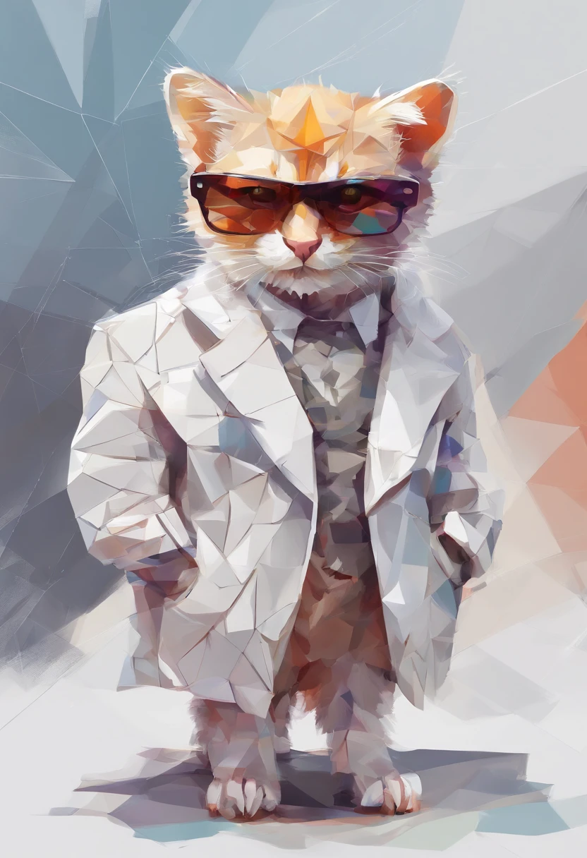 Perfect alignment, Cute animals in jackets,Crystal vases,Rose blossom, Wear sunglasses, Tolerable, standing position, abstract beauty, centered, Looking at the camera, Facing the camera, Near-perfect, Dynamic, highly detaild, silky, Sharp focus, 8K, High-definition resolution, Illustration, art by Carne Griffiths and Wadim Kashin, White background