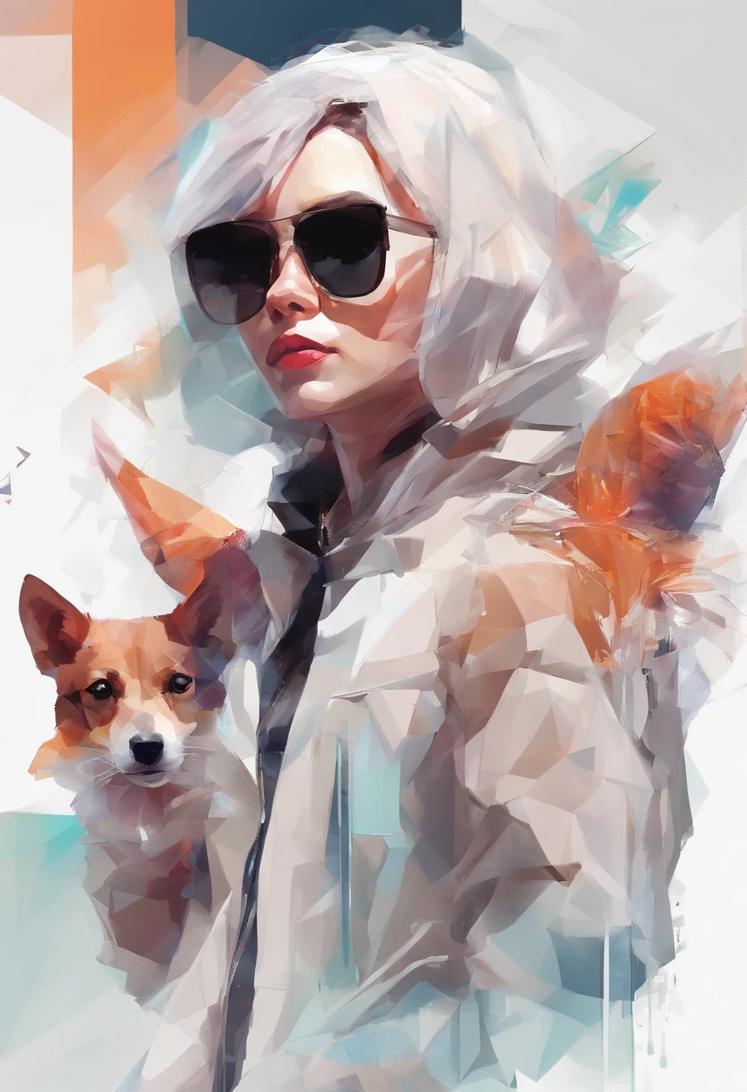 Perfect alignment, Cute animals in jackets,Crystal vases,Rose blossom, Wear sunglasses, Tolerable, standing position, abstract beauty, centered, Looking at the camera, Facing the camera, Near-perfect, Dynamic, highly detaild, silky, Sharp focus, 8K, High-definition resolution, Illustration, art by Carne Griffiths and Wadim Kashin, White background