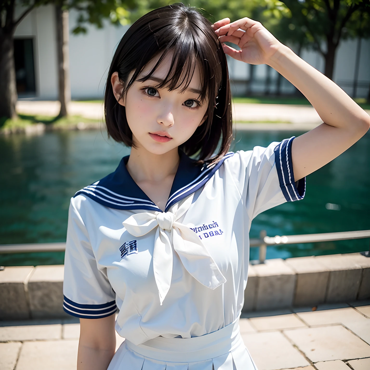 (((Perspective from above:1.8, looking up at camera:1.8))), ((Thick white liquid dripping on the face:1.5)), (((student clothes:1.8, Kneeling:1.8))), (school classrooms:1.8), (ssmile:1.8), 1girl in, 独奏, 18year old, 7headed body, Ideal ratio body proportions, erectile nipple, short-hair, A dark-haired, With bangs, small tits, A slender, Small buttocks, beauty legs, Skinny Legs, surrealism, Cinematic lighting, depth of fields, One-person viewpoint, F/1.8, 135 mm, nffsw, masutepiece, ccurate, ((Anatomically correct:1.3)), Textured skin, Super Detail, high details, High quality, awardwinning, Best Quality, hight resolution, 8K