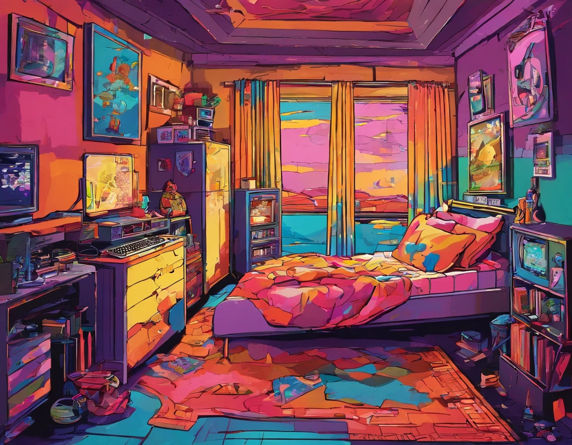 uarto mal iluminado, Quarto escuro, Quarto em Studio Ghibli, sala com pouca luz, quarto escuro, quarto fotorrealista, cena de pesadelo hiperrealista, pintura de um quarto, Quarto mal iluminado, fundo do quarto pessoal, dentro de um quarto, ghostly teenage room, arte conceitual escura fotorrealista, janela de noite, quarto mais moderno, computador gamer em cima da mesa, quarto moderno