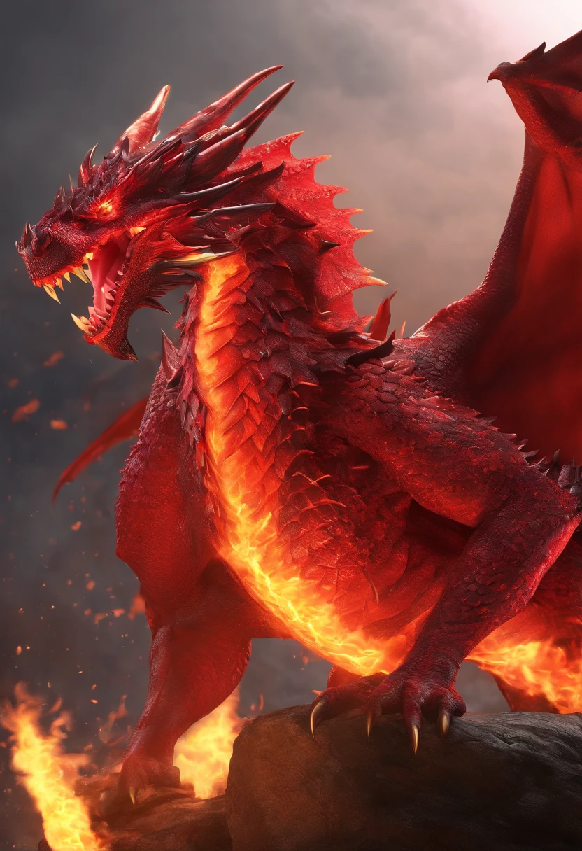 a close up of a red dragon with a fire in its mouth, fire dragon, dragon breathing fire, firebreathing dragon, red dragon, fire breathing dragon, ''dragon breathing fire, the devil in hell as a dragon, a red dragon, fire flaming dragon serpent, epic dragon, big red dragon flying above them, drogon, dragon blowing fire above