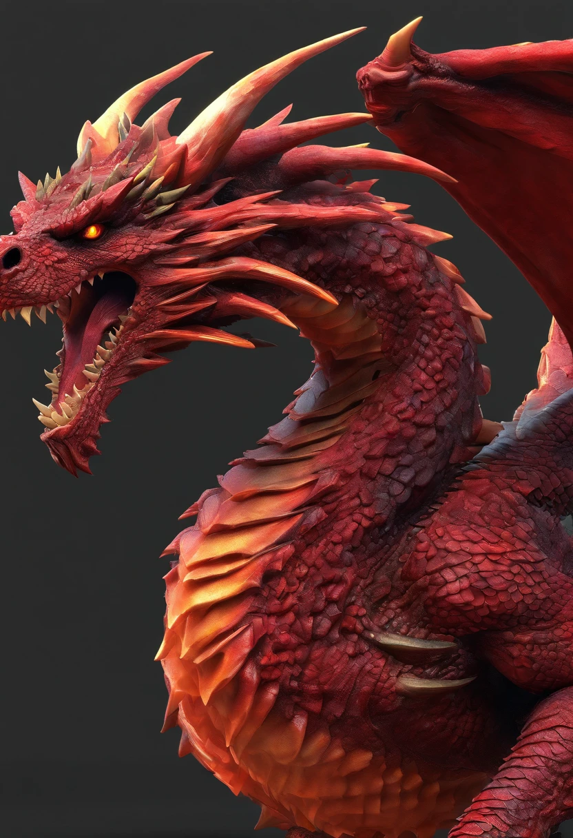 a red dragon, with wings, japanese dragon, phoenix dragon, poweful design