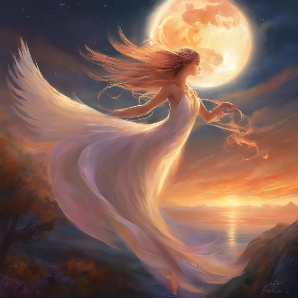 Girl dancing in the moonlight, Her dress swaying like the tail of a graceful phoenix, masutepiece, Best Quality