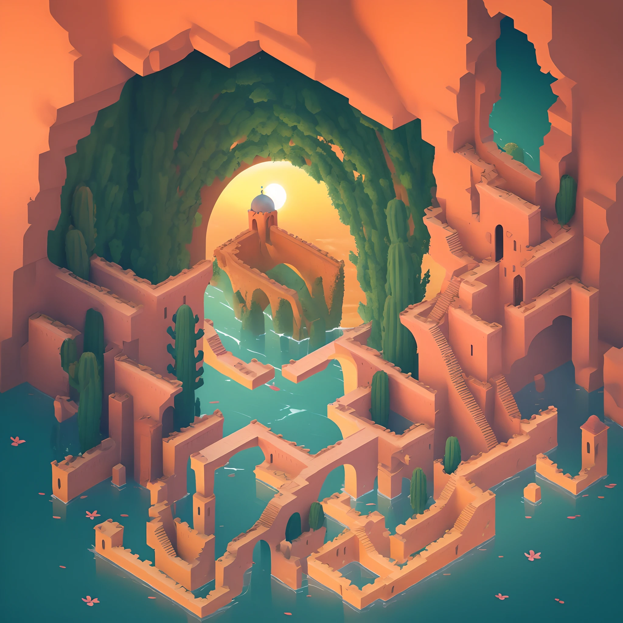geomerty, Flowers in the desert, Giant cactus, An arched portal to another perfect world, monument valley,HighestQuali, Perfect background, Sunset light reflection