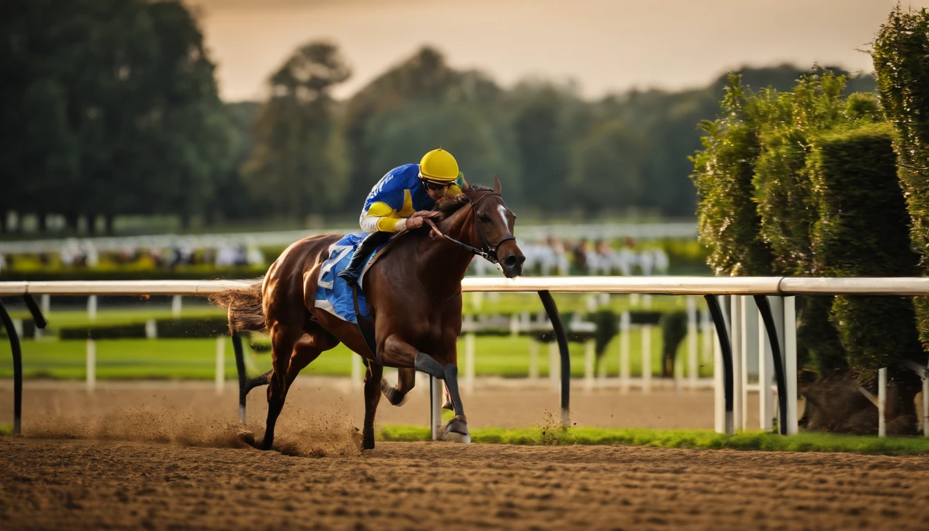 racehorse、racecourse、In front of the goal