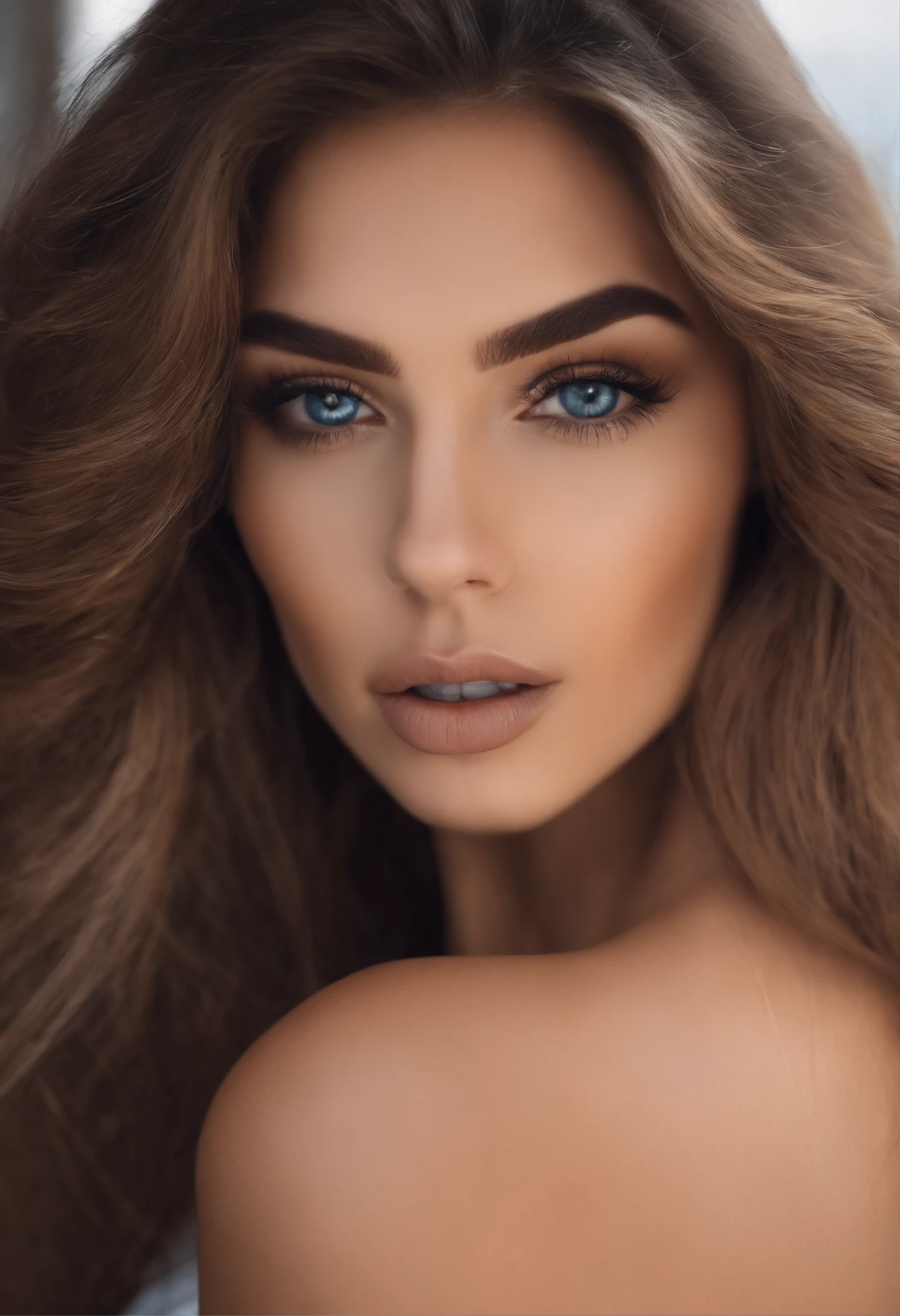Arafed Mujer totalmente , Chica sexy con ojos azules, ultra realista, meticulosamente detallado, Retrato Sophie Mudd, cabello rubio y ojos grandes, selfie de una mujer joven, Ojos del dormitorio, Violeta Myers, sin maquillaje, Maquillaje natural, staring directly into camera, cara con artgram, maquillaje sutil, Impresionante foto de cuerpo completo arrodillado en la cama, En el dormitorio, Medium to large size bust; ; ;desnudo,  Mostrando, Senos medianos a grandes expuestos, Parte inferior afeitada,