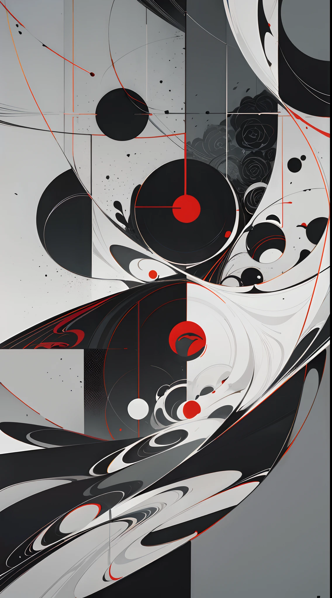 Abstract cover art,abstracted,(Tea leaves)The expressiveness of the lines,(Rose flower)Deconstruction and reorganization of lines,simple design,Simple vector art,Color black and white,4K, --v6