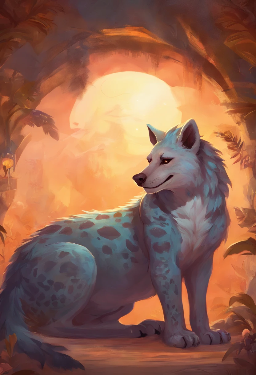 Furry , Hyena, solo,female, limbless, pregnant, pregnant belly,huge belly, massive breasts, laying on bed, looking at viewer,,furry body, smiling,no arms, no legs,