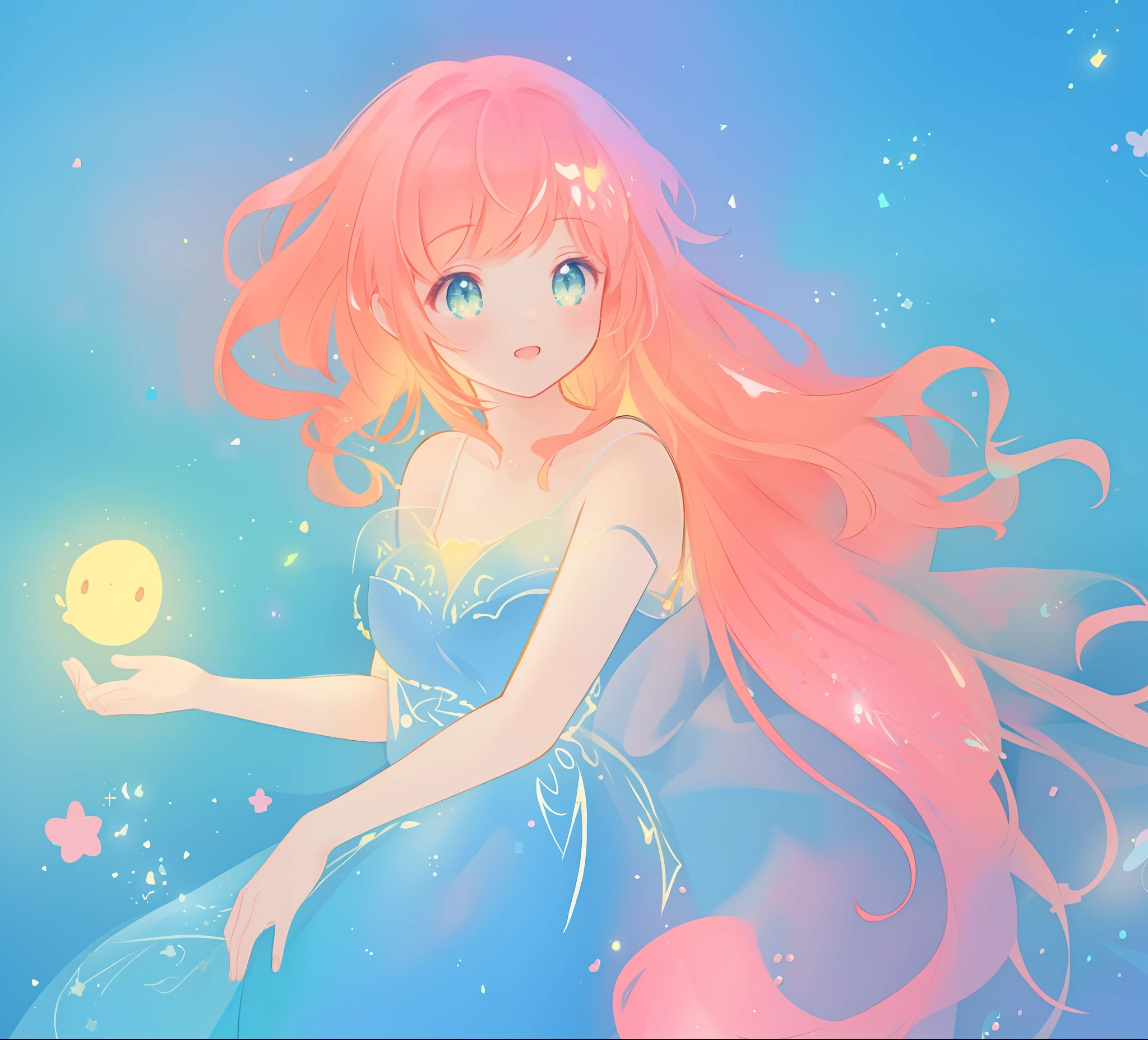 beautiful girl in colorful liquid dress, vibrant pastel colors, (colorful), magical lights, sparkling lines of light, inspired by Glen Keane, inspired by Lois van Baarle, disney art style, by Lois van Baarle, glowing aura around her, by Glen Keane, jen bartel, glowing lights! digital painting, flowing glowing hair, glowing flowing hair, beautiful digital illustration, fantasia background, whimsical, magical, fantasy, beautiful face, ((masterpiece, best quality)), intricate details, highly detailed, sharp focus, 8k resolution, sparkling detailed eyes, liquid watercolor