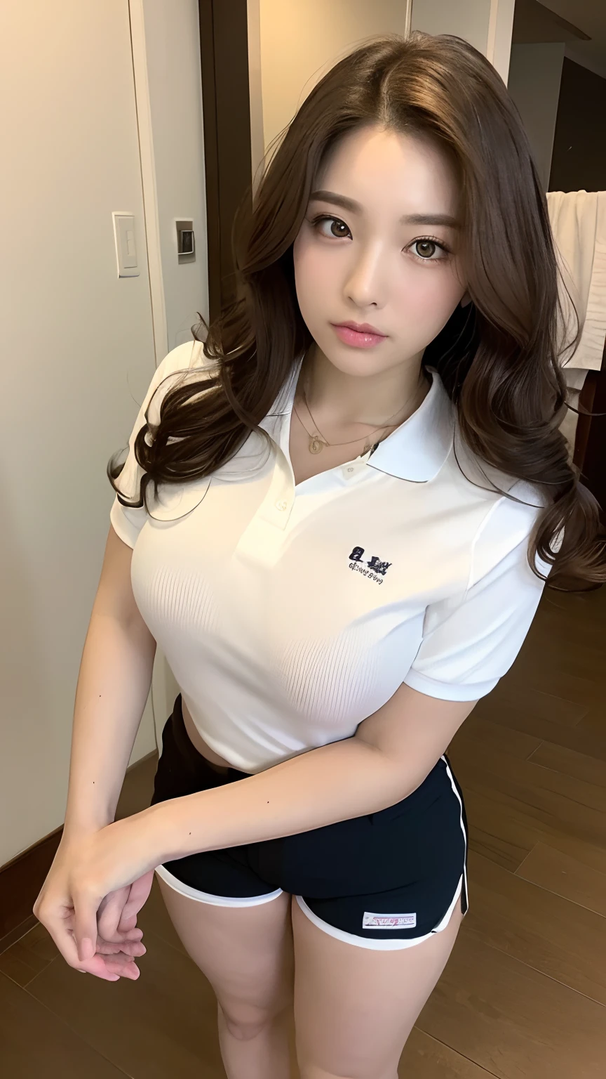 ((Highest quality, 8k, masterpiece: 1.3)), 1 girl, Side Shot: 1.2, Beautiful Burmese woman with slim abs: 1.3, (Casual Hairstyles,: 1.2), Big Breasts, Narrow waist, Nurse uniform, round gold rim glasses, indoor, Highly detailed face, Detailed eyes, double eyelid, whole body