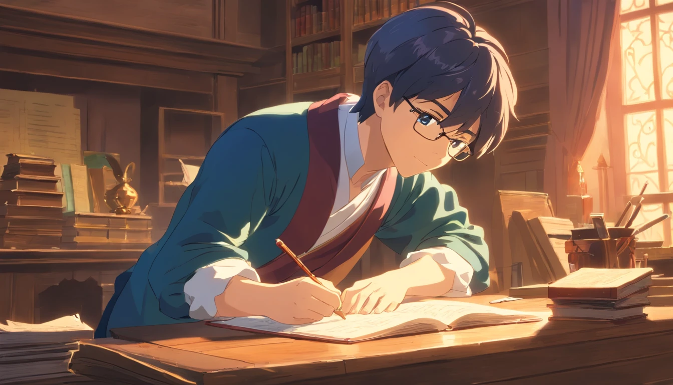 Boy studying in the 18th century