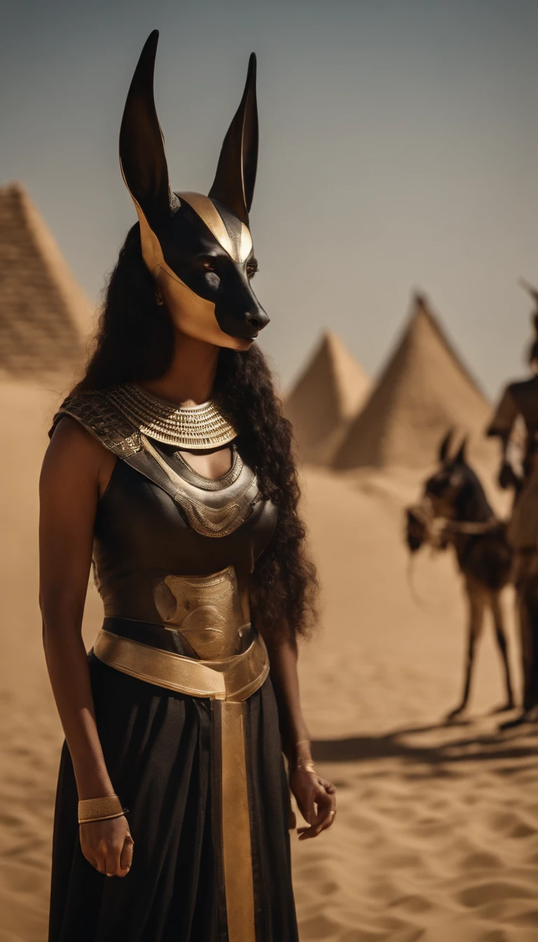 Anubis seduciendo a una mujer; Y otra mujer que vigila a Anubis