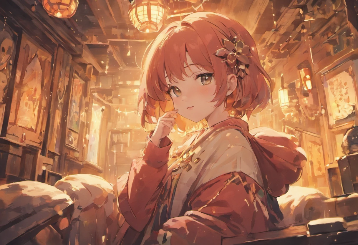 dark circles、kawaii、Winters、The warm、Laughing、Inside the house、warm color、发光、in a house、Bears of various colors、
