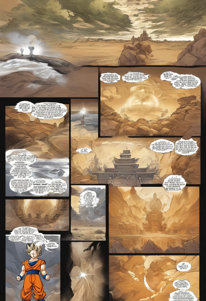 Dragon Ball manga, manga book, Comic storyboard: 1.8, Comics_layout, Super Saiyans around the world",