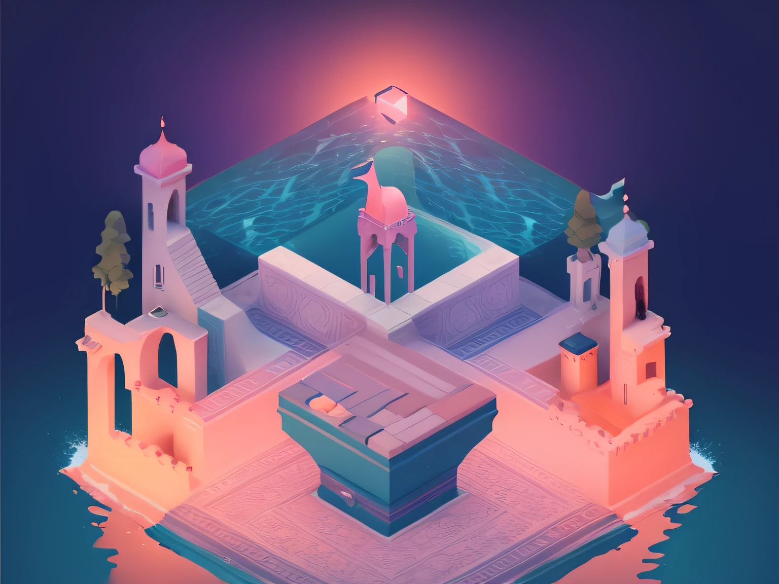 tmasterpiece,monument valley,geomerty,4K Ultra HD, 超高分辨率, (Photorealistic: 1.4), Best quality,tmasterpiece(pastel colour:1.2)