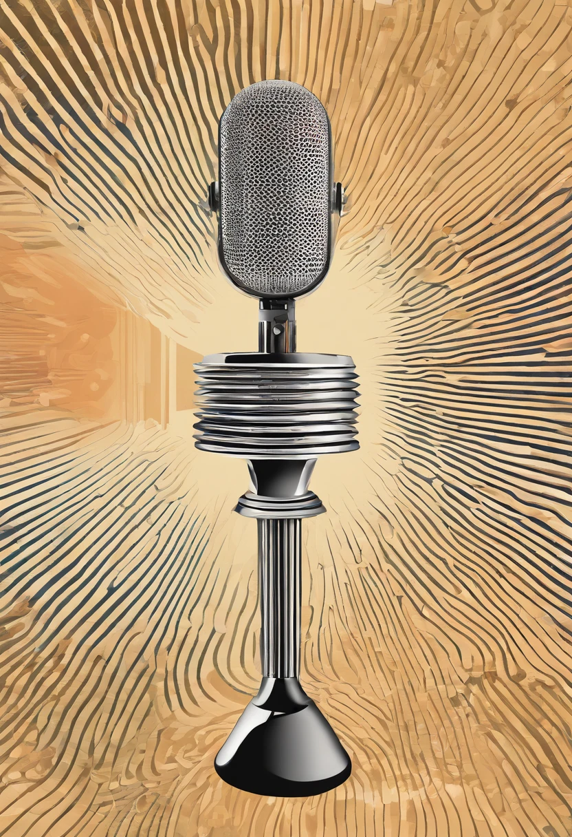 Pattern 1 - Microphone in bright light:In the center of the picture is a illuminated microphone,It represents the heart of the speech。Microphones can have highlights and shadows,to increase the sense of three-dimensionality。
Pattern 2 - Lectern:Next to the microphone there can be a simple lectern,It is represented by several lines and simple geometric shapes。