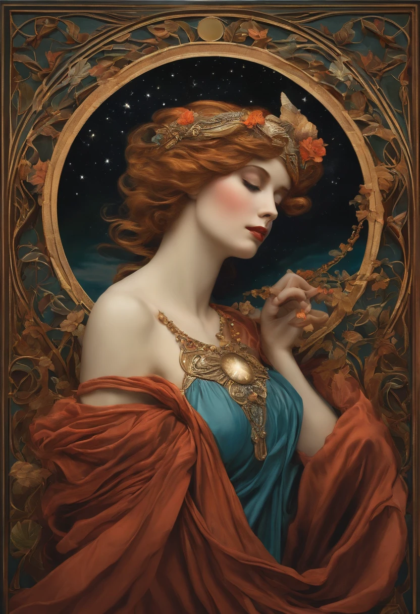 Buste femme avec la lune style art nouveau