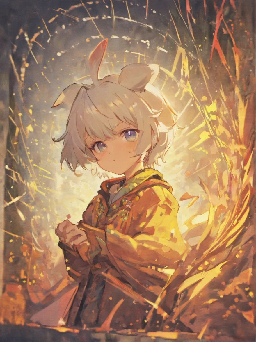Little mouse,adolable,shaggy,Cartoony,White hair。