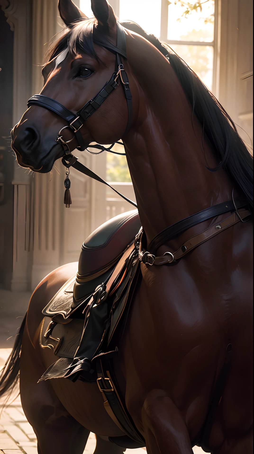 (best quality,4k,8k,highres,masterpiece:1.2), ultra-detailed, (realistic,photorealistic,photo-realistic:1.37), studio lighting, physically-based rendering, vivid colors, (Woman on horseback),