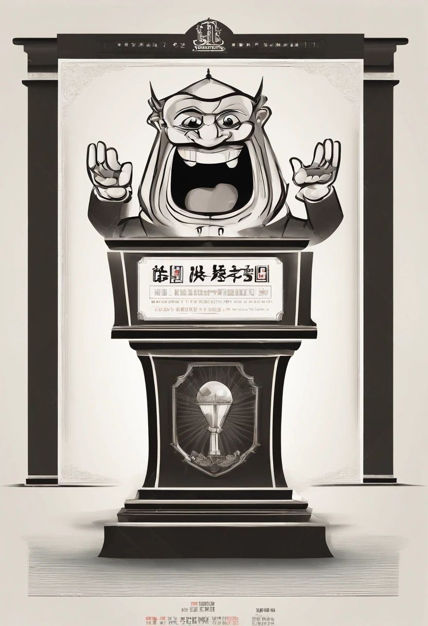 on the white background，A smiling speaker stands in front of a concise podium。The speaker holds the microphone in its right hand，Left finger forward。Behind him，This number is enormous "6" Suspended in mid-air，Represents the sixth term。This simple and clear illustration conveys the heart of the presentation，Focus on simplicity，Highlight the topic。The picture should be simple，Leave the text blank。The poster should be in Asian style。