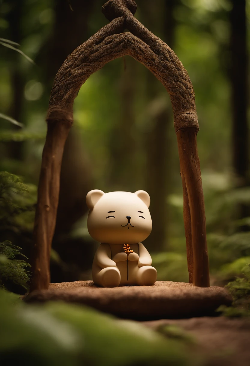 in woods、Mr. Jizo, He has a warm greeting to you, (((3D)))、peaceful expression, Prayer Meditation, blessing hands, Very calm and healthy, a serene smile, young wan angel、serene expressions、budista、((In the mysterious forest))、bareheaded、natural soft light、aureole、Super Cute、Cinematic lighting cute close-up photo, Soft volumetric lamp (Retro Illuminasan: 1.3), (Kinematics: 1.2), intricate detailes