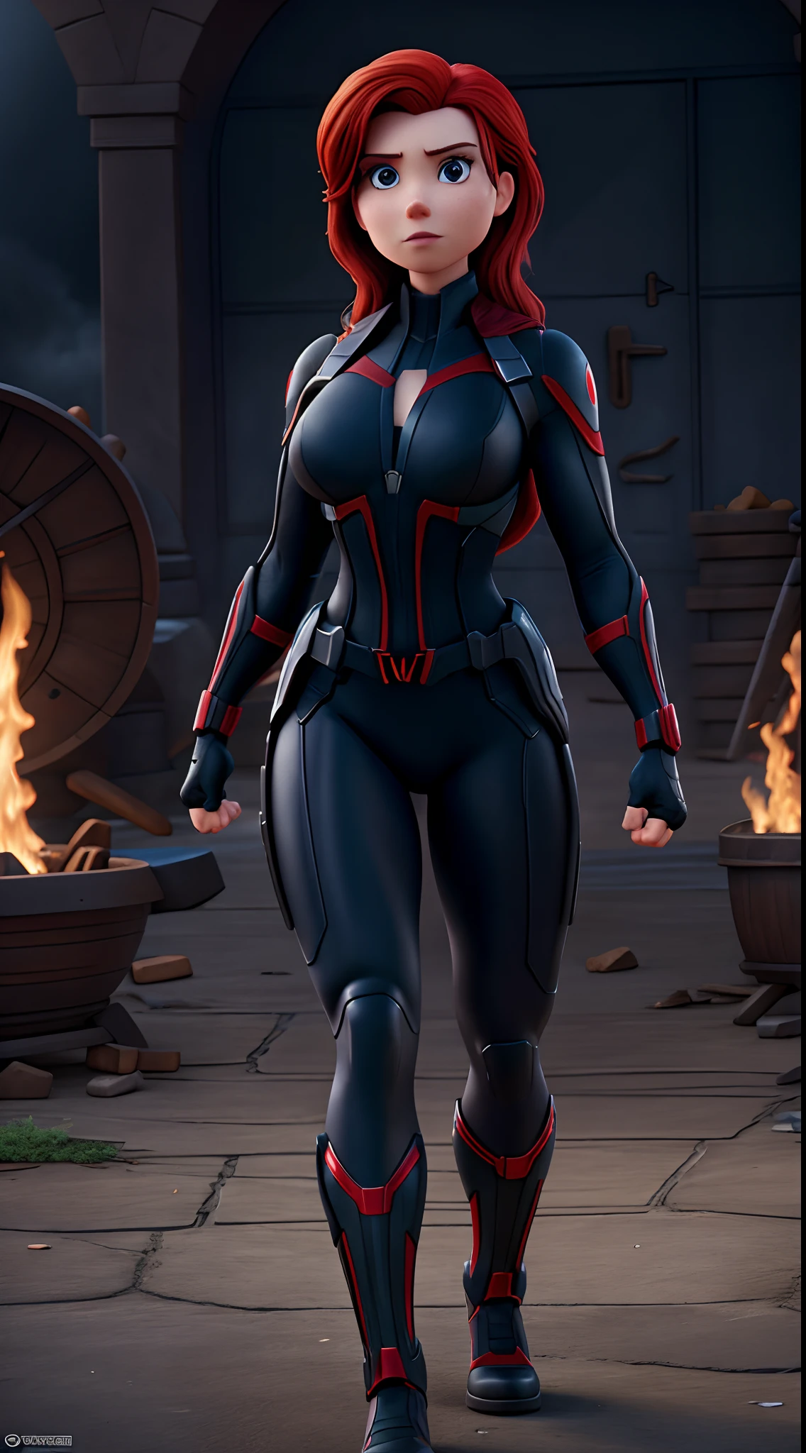Disney Pixar Black Widow Marvel, super strong, muscular, ultra details, HDR, UHD,8K