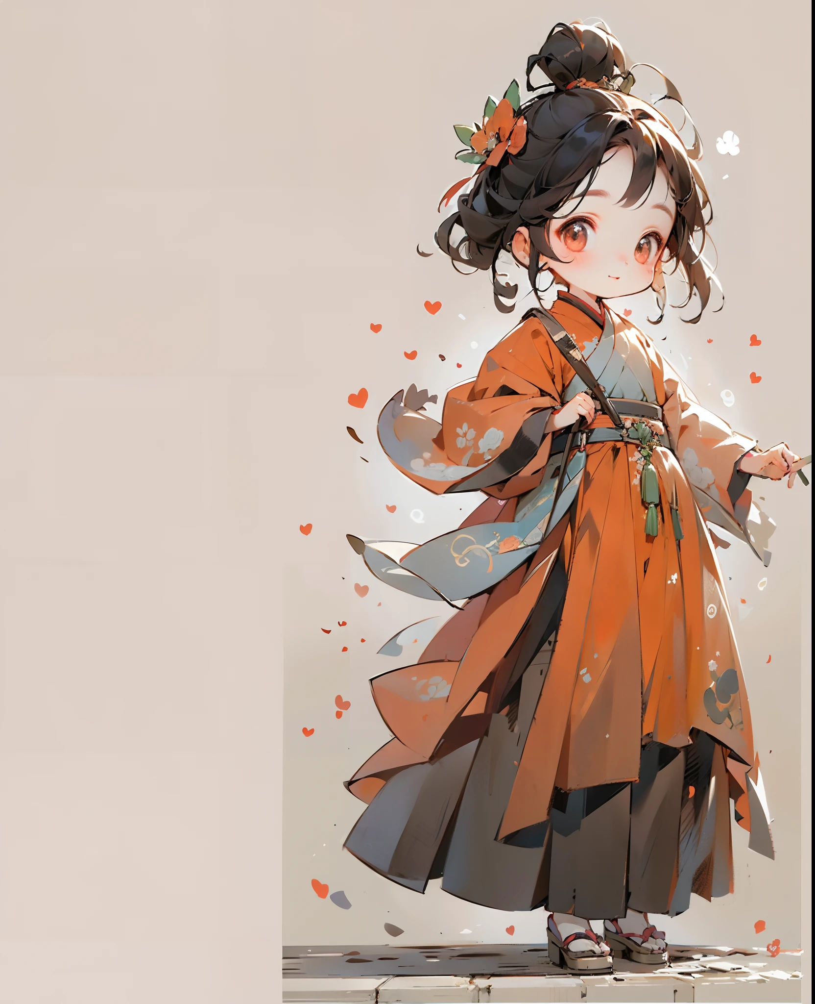 's Q version，Q version little ganding on the grass，lovely digital painting, Clean background cute digital art, Cute detailed digital art, Cute cartoon character, Beautiful character painting, Chinese girl, Realistic cute girl painting, Beautiful digital artwork, Palace ， A girl in Hanfu, cute character, Cute cartoon, digital cartoon painting art, Guviz-style artwork