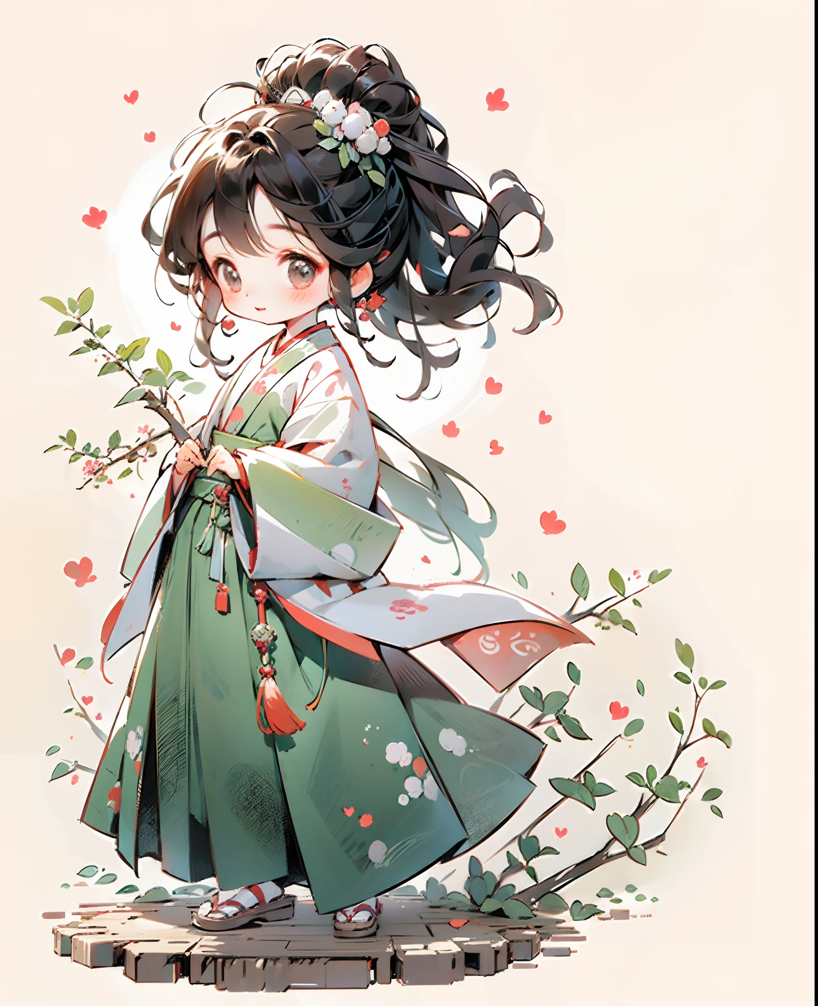 Children's Q version，Q version *********** standing on the grass，lovely digital painting, Clean background cute digital art, Cute detailed digital art, Cute cartoon character, Beautiful character painting, Chinese girl, Realistic cute girl painting, Beautiful digital artwork, Palace ， A girl in Hanfu, cute character, Cute cartoon, digital cartoon painting art, Guviz-style artwork