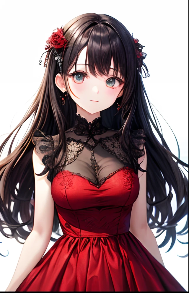 girl with、Pedras preciosas、No background、without background、Background through、kirakira、doress、ren、A dark-haired、RED dress、full bodyesbian