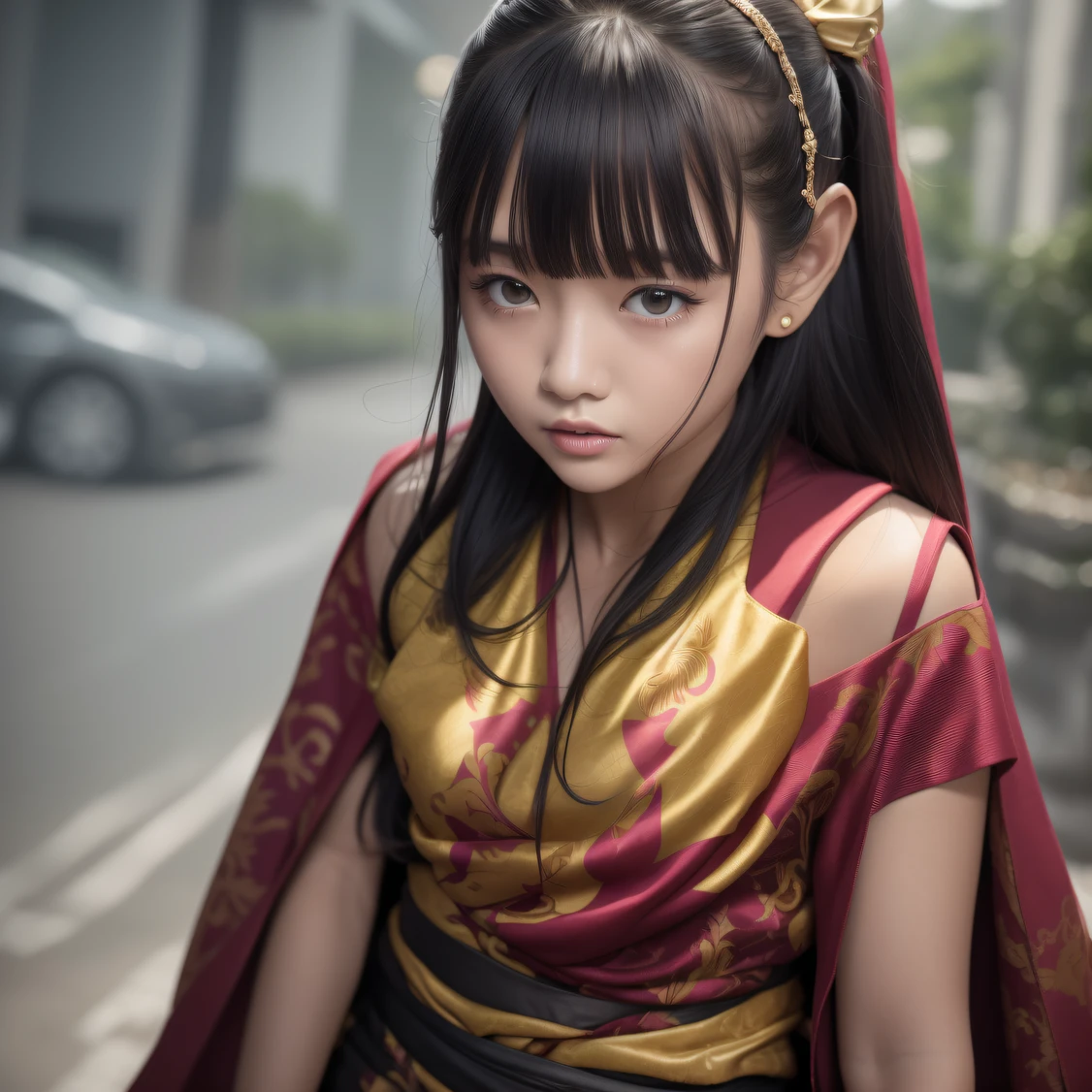 (From the side Side), Small breasts, Side Chest, (Flat chest), (Drooling), (Wet), (Expressionless), (Tears), Looking_at_peeping at the viewer, fashionable beautiful beautiful beautiful girl, Gentle and attractive Chinese beautiful girl, 10 years oldexy collarbone, charming oval face, Double eyelids, Smart Peach Blossom Eyes, Pink lips, Small nose, Bare shoulders, Focus on the face, Close-up of chest, hyper HD, Super detail, Fresh and impressive,CG blockbuster,Asian women pose in colorful bikinis, photorealistic anime girl rendering, detailed face of a asian girl, 3 d anime realistic, Smooth anime CG art, Realistic. Cheng Yi, Realistic anime 3 D style, render of a cute 3d anime girl, Rendu portrait 8k, 3 D rendering character art 8 K, Kawaii realistic portrait,(((Wear thick gold-framed reflective sunglasses))) (Linen batik scarf), Angry fighting stance, looking at the ground, Batik linen bandana, Chinese python pattern long-sleeved garment, rainbowing(Abstract propylene splash:1.2), Dark clouds lightning background,废墟(realisticlying:1.4),Black color hair,Flour fluttering,Telephoto lens high, A high resolution, the detail, RAW photogr, Sharp Re, Nikon D850 Film Stock Photo by Jefferies Lee 4 Kodak Portra 400 Camera F1.6 shots, Rich colors, ultra-realistic vivid textures, Dramatic lighting,8K quality, Girls,Backstreets, Dark clouds lightning background(realisticlying:1.4),Black color hair,, RAW photogr, Sharp Re, Nikon D850 Film Stock Photo by Jefferies Lee 4 Kodak Portra 400 Camera F1.6 shots, Rich colors, ultra-realistic vivid textures, Drama light film CG society。,,Tropical canyon battle scene、Chinese big breasts、Vintage trench coat、three kingdom、ember、100 people、Faraway view、intense battles、high detal、masuter piece、NSFW,Multi-layered long-sleeved gauze garment,Quick-dry vest,Colorful cotton and linen sweater,Red and black snake cloak cloak,Doomsday ruins(废墟)Climb the streets(Armageddon)eyes filled with angry,He clenched his fists